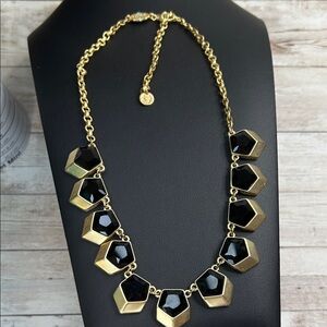 Spartina Black and Gold Geometric Glass Necklace